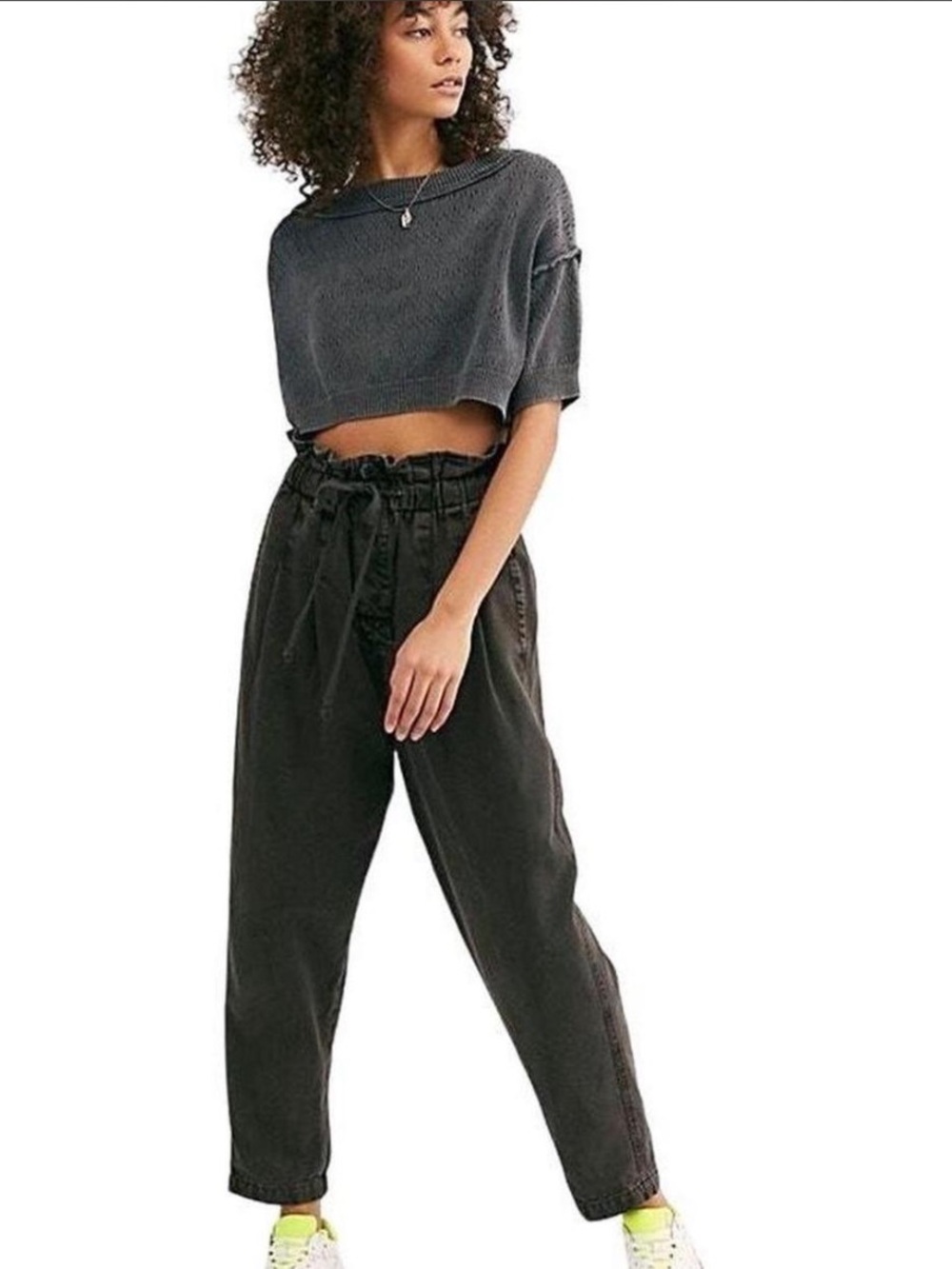 Free People High-Waist Paperbag Pants with Drawstring